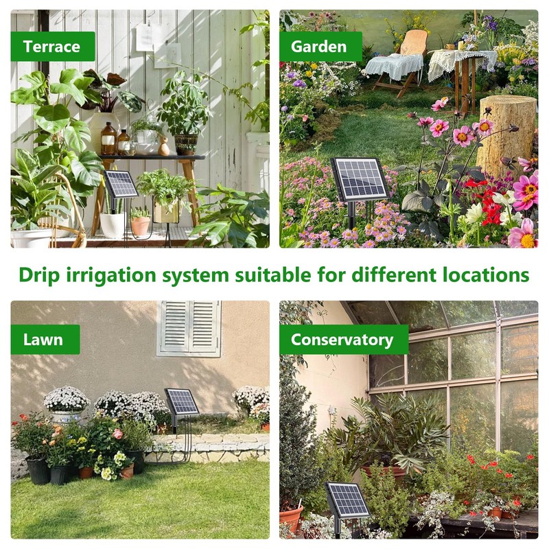 HEKIWAY 49FT Solar Drip Irrigation System, Auto Watering Kit for