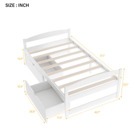 Harper & Bright Designs Twin Size Daybed with 2 Storage Drawers, Wooden Twin Daybed Frame, Dual-Use Daybed Sofa Kids Bed for Living Room,Guest Room,Children Room, No Box Spring Needed, (Twin,White)