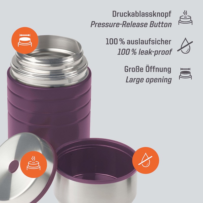 Esbit Majoris Thermal Food Container 600 ml in Aubergine Stainless