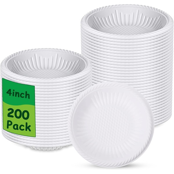 Malloom Pack of 200 Disposable Paper Plates, 4 Inch Small