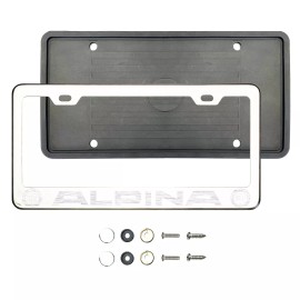 Aftermarket Products Alpina Laser Etched Chrome StainlessSteel License Frame Silicone Guard Metal Cap