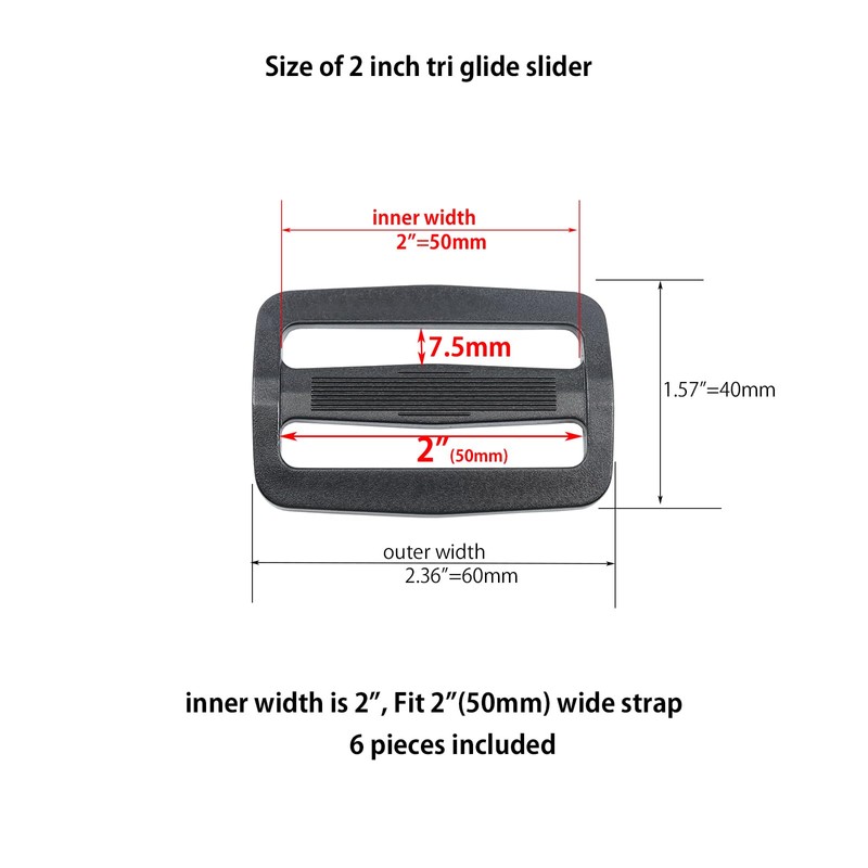 Ahijklmn Tri Glide Slides Plastic Adjustable Webbing Bar Slide Strap