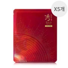 beautiful Sooryehan Red Ginseng Anti-Wrinkle & Elasticity Collagen Mask Pack, 5 Packs, 5-Pack / 수려한 레드 진생 주름 탄력 콜라겐 마스크 팩, 5개, 5개입