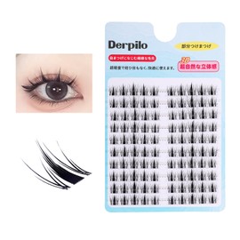 Derpilo Partial False Eyelashes, 100 Bundles, Matsueku, 3D False Eyelashes, Natural, Partial False Eyelashes, 0.05 mm, Ultra Fine Point, Popular, DIY False Eyelashes, For Beginners, Lightweight and