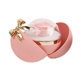 SM SunniMix Jewelry Box, Rose Gift Box, Romantic Gift Portable Decorative Rings Holder, Jewelry Storage Case for Birthday Wedding, Pink