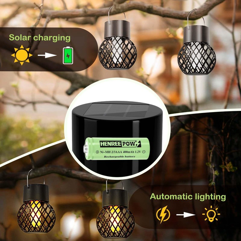 Henreepow 2/3AAA Solar Battery, 2/3AAA 400mAh Rechargeable Battery, 2/3AAA 1.2V
