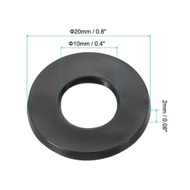 TOP-VIGOR 10Pcs Rubber Flat Washers, 20mm OD 10mm ID 2mm Thickness Heavy Duty Black Rubber Grommet Vibration Damping Pads Sealing Gasket Washers for Faucet Pipe Water Hose Fastener Bolt