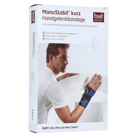 Bort 112730 small links haut ManuStabil kurz Handgelenkorthese, rechts oder links tragbar in verschiedenen Farben, links small, beige