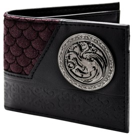 Westeros Game of Thrones Targaryen Fire & Blood Dragon Sigil Wallet Bi-Fold ID & Card Holder, Red