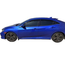 2016-2021 Tape-On Rain Guards for Honda Civic Hatchback Side Window Visor Deflectors 10th Gen HB Type-R EX EX-L LX Sport Touring 3D Wavy JDM Style Vent Shades