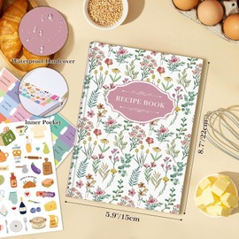 Lanpn Blank Recipe Book Cookbook for 70 Recipes, A5 Waterproof Empty Recipe Notebook to Organize Your Family Recipes, Leather Cooking Journal with Stickers to Write in Your Own Recipes, Pink