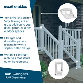 Weatherables Straight Vinyl Railing Brackets – Straight Porch and Deck Railing Bracket Set, Top & Bottom Classic Brackets for Yorkshire and Bolton Vinyl Railing Kit (White)