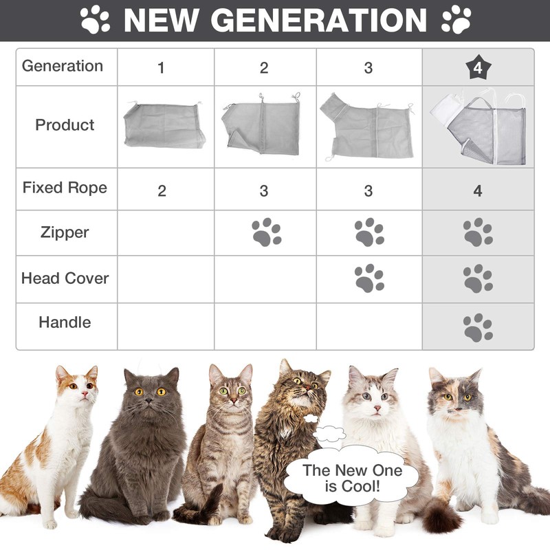 Cat Shower Net Bag Grooming Bathing Adjustable Washing Bag Multifunctional