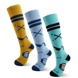 Big Ski Socks Kids Boys Winter Warm Snow Socks Thick Thermal Skating Snowboarding Skiing Socks for Boys Girls 3 Pack Snowboard 8-10 Years