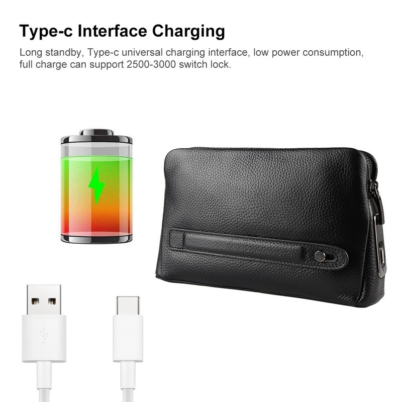 Fipilock FL-V1 Men Zipper Leather Wallet Smart Fingerprint Security Anti