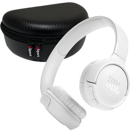 JBL Tune 520BT Wireless On Ear Bluetooth Headphone Bundle with gSport Case (White)