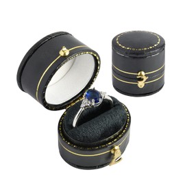 TAIMY Engagement Ring Box Classical Victorian Style Decor Mini Jewelry Box, Handcrafted Antique Ring Box Dresser Tabletop Bedroom Decoration Pocket Size Small Keepsake Box(Oval, Black)