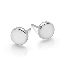 Sterling Silver Round Circle Disc Dot Unisex Stud Earrings (8mm disc)