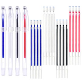 Erasable Fabric Pens 4 Colors Heat Erasable Fabric Pens For Sewing, Sewing Pens For Marking Fabric, 4 Pen Shells With 20 Refills, Fabric Markers For Sewing, For Quilting Sewing, Dressmaking, Fabrics
