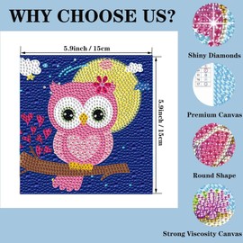 MXCFZX Diamond Art Kits for Kids Ages 4-6, gem Diamond Art Kits for Kids Arts and Crafts for Kids Ages 8-12 Girls,Kids' Mosaic Kits DIY Full Drill Painting Kits for Home Wall Decor 4 Pack 6" X 6"