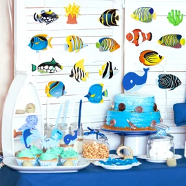 Tropical Fish Cutouts 46 Pack Paper Colorful School Classroom Supplies Decoration Ocean Sea Animal Cutouts Accents Tropical Fish Accents Cutouts with Glue Point Dots for Bulletin Board Decor…