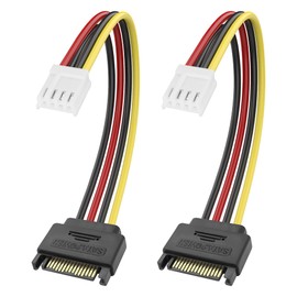 MEIRIYFA 4 Pin Floppy Drive to 15 Pin SATA Male Power Cable, SATA 15Pin Male to 4 Pin Floppy FDD Female Connector Power Supply Cable for Hard Drives - 2Pack, 20CM