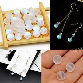 JIHUOO Matte Crystal Glass Beads - Mermaid Aurora & Moonstone Beads for Jewelry Making - 6 mm, 100 pcs