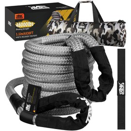 Kinetic Recovery Rope, Tankpower 48,000lbs Heavy Duty Offroad Snatch Strap for ATV UTV Truck Jeep SUV Pickup Tractor (1.1" x 30') - Grey