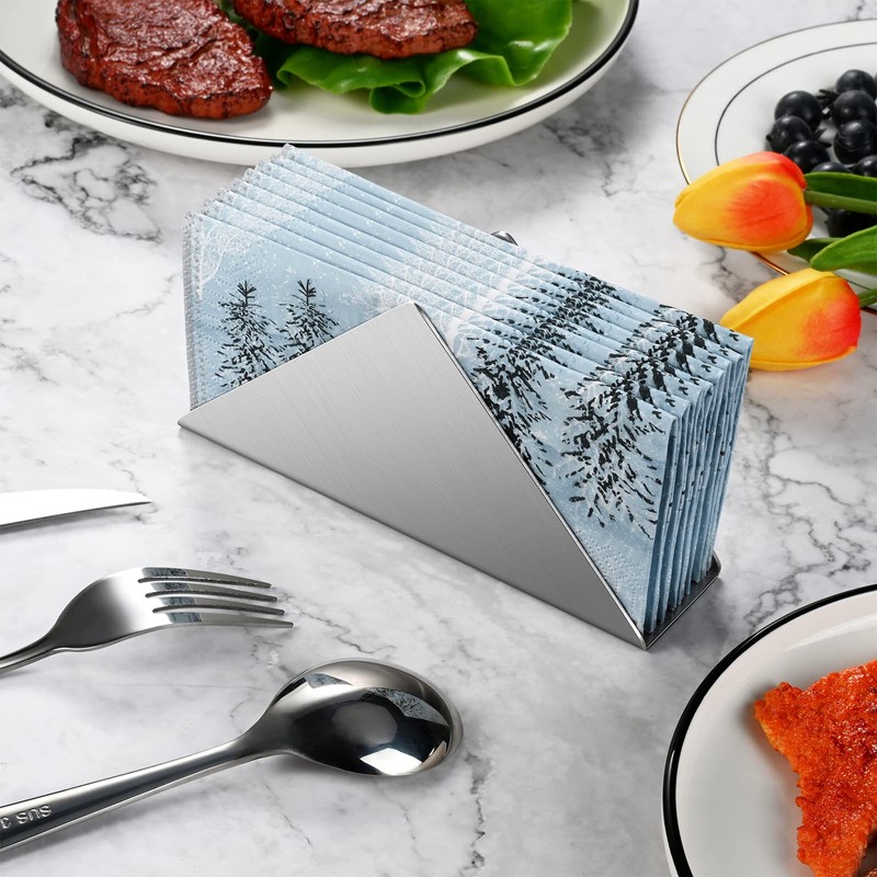 Stainless Steel Napkin Holder,Minimalistic Triangular Metal Napkin Holder,Cocktail Napkin Dispenser