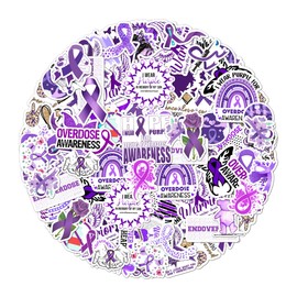 50 Pack Pcs Overdose Awareness Ribbon Stickers for Water Bottles Waterproof Vinyl Laptop Inspirational Motivational Quotes Sticker Packs Bulk Teens Adults Aesthetic Small Decals