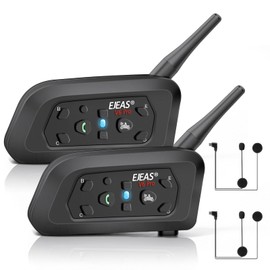 Casco de motocicleta Bluetooth EJEAS V6 Pro, 2 vías 1,200 m, sistema de comunicación de intercomunicador para esquí, ATV/Dirt Motorbike/Off Road para casco de cara completa (2 unidades)
