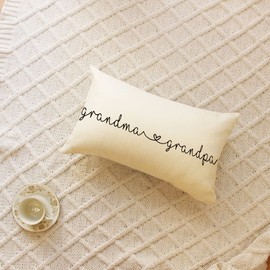 Ogiselestyle Grandma and Grandpa Gift Lumbar Pillow Cover, 12 x 20 Inch Farmhouse Nana Gift Cushion Case Decoration for Sofa Couch