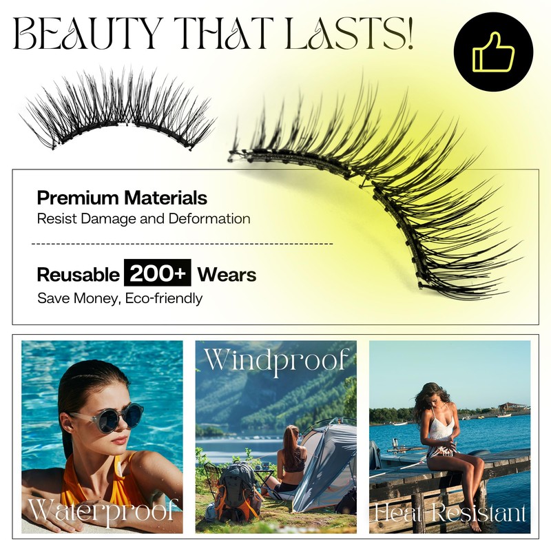 CALAILIS Magnetic Eyelashes with Applicator Upgrade Soft Magnetic Eyelashes Natural