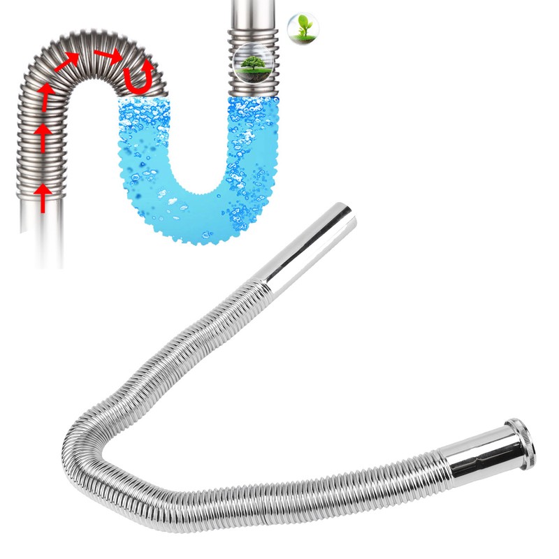 Bathroom Flexible Sink Drain Pipe Corrugated U Shape No Odor