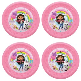 Procos - Gabby's Dollhouse Plastic Plates 4 Pack Reusable Party Tableware for Birthday or Theme Party