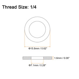 sourcing map 100Pcs 1/4 Flat Washer, 304 Stainless Steel 0.281" ID x 0.625" OD x 0.065" Thick for Bolt Screw, Factories Repair, Kitchens, Shops, and Outdoor Construction, Black
