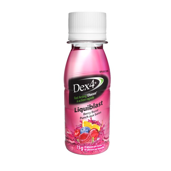 Dex4 LiquiBlast Berry Burst Liquid Glucose 6-Pack | Each 2oz Bottle Contains 15 Grams of Carbs
