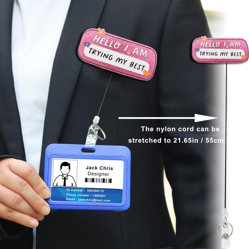 Retractable Badge Reel Cute with Clip and Key Ring for