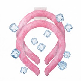Neck Cooling Tube with Cold Insulated Bag,Reusable 18℃/64℉ Ice Neck Ring Wearable Body Cooler Products for Summer (Blue) (Pink)