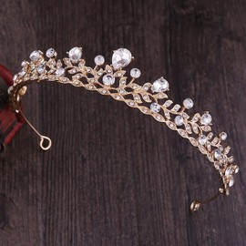 Crystal Wedding Princess Headband Pageant Crown, Bridal Hair Jewelry for Women and Girls Birthday Party Wedding (golden)