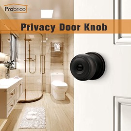 Probrico Oil Rubbed Bronze Door Knobs, Interior Door Knobs with Round Ball Knob, Bronze Privacy Door Knob for Bedroom Bathroom, 3 Pack