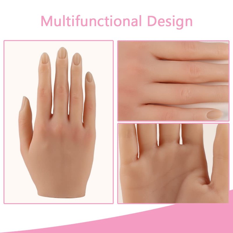 KnowU Practice Hand for Acrylic Nails Silicone, Nail Practice Hand
