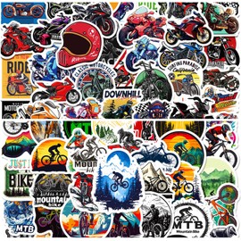 Doyomtoy Motorcycle Motocross Stickers, Waterproof Stickers, Pack of 100 Mountain Bike Stickers, Suitable for Guitar, Luggage, Bicycle, Laptop Sticker, DIY, Mountain Bike, Graffiti Sticker