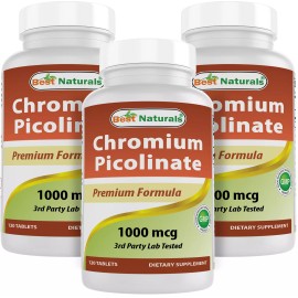Best Naturals 3 Pack Best Naturals Chromium Picolinate 1000 mcg 120 Tablets
