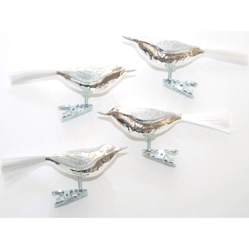 Jingle Bells Lauscha Glasvogel Silber
