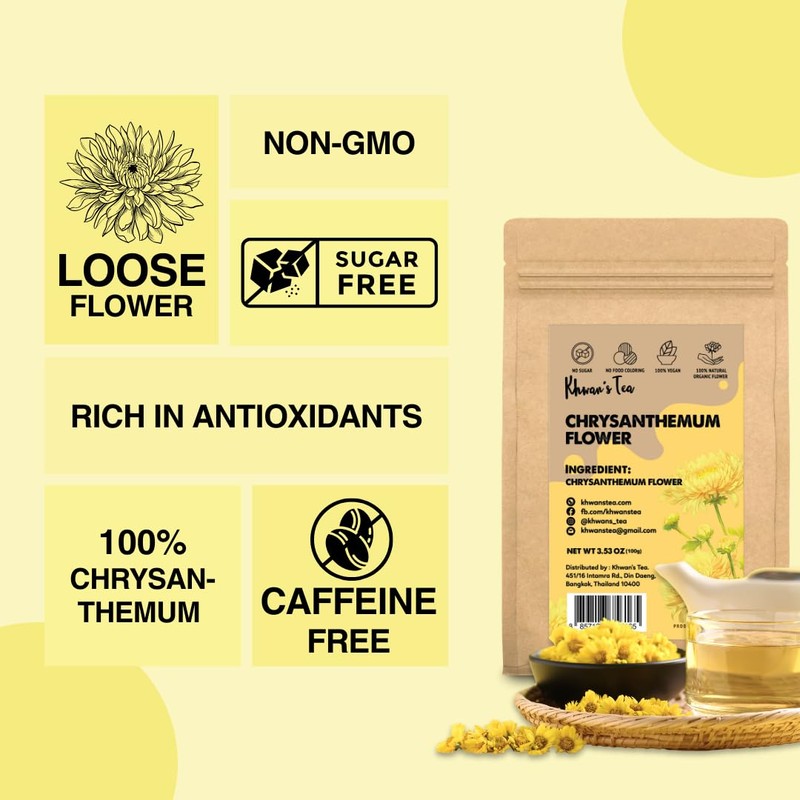 Chrysanthemum Tea - Chrysanthemum Flower Loose, Caffeine-Free, Antioxidant Herbal Infusion