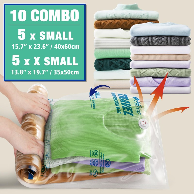 Travel Zipper Storage Bags, Travel Essentials Roll Up Compression Bags