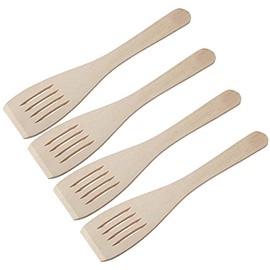 Tradeco direct® Set of 4 x 12" (300mm) Beechwood Wooden Flat Slotted Spatula, Ideal for Cooking, Baking, Decorating, Engraving. Made in the EU