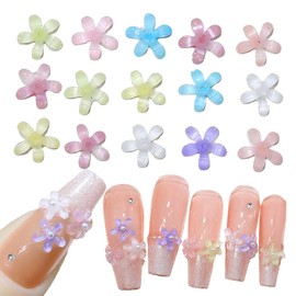 100Pcs 3D Flower Nail for Nail Art, Colorful Gems with Sugar Fairy Blossoms Design, Resin Accessories for Manicure and DIY Crafts (Sugar Fairy Blossoms)