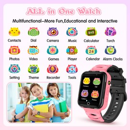 Smooce Kids Smart Watch Phone,Kids Smartwatch with Call SOS 24 Puzzle Games 14 Themes Dual Camera Flashlight Recorder Video Alarm Clock for Children Boys Girls Gifts